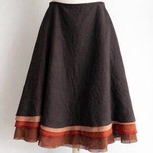 Chan Luu A-Line Skirt in Brown and Red